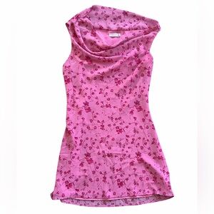 Lush Pink Floral Cowl Neck Dress